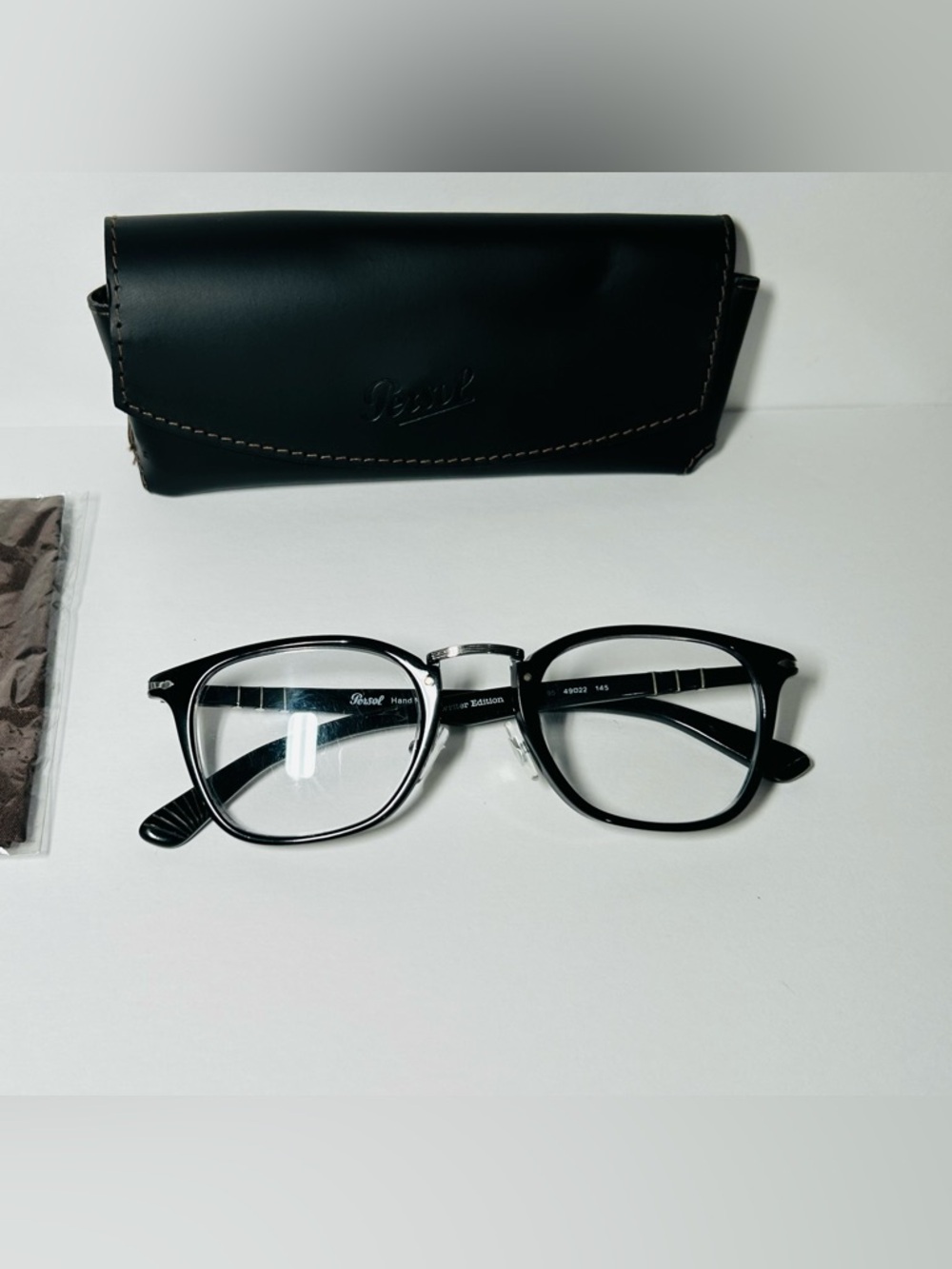 Persol Black Eyeglass Frames with Black Leather Case